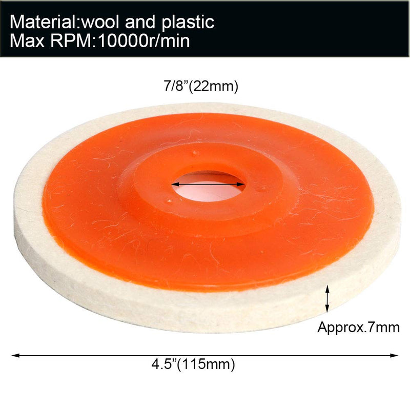 [Australia - AusPower] - 7PCS 4.5" x 7/8" Inch Wool Felt Disc Polishing Buffing Wheel Pad 