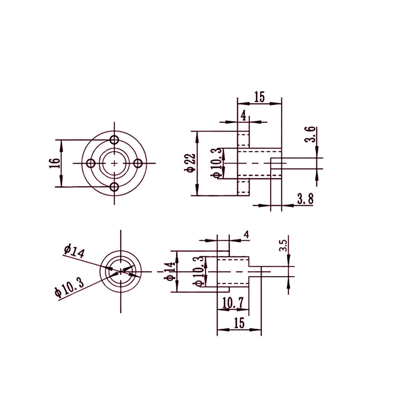 [Australia - AusPower] - 2-Pack 3D Printer T8 Brass Anti Backlash Spring Loaded Nuts Elimination Gap Nuts for Tr8x2 Acme Threaded Lead Screw (Pitch 2mm Lead 2mm) 2mm Lead with 4 holes T8 Anti-Backlash Nut 