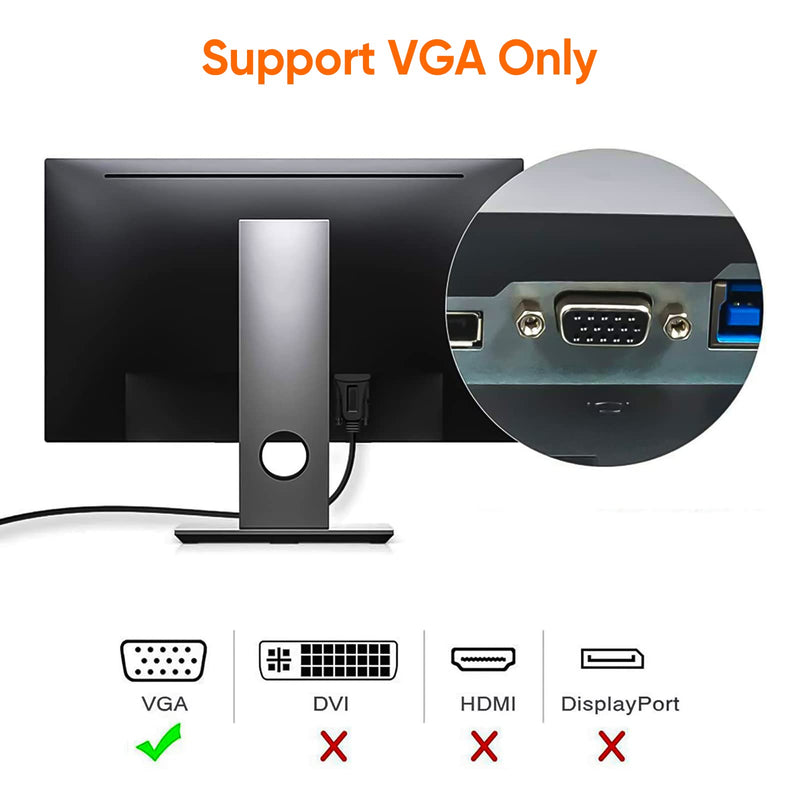 [Australia - AusPower] - USB 3.0 to VGA Cable 6 Feet, CableCreation USB to VGA Adapter Cord 1080P @ 60Hz, External Video Card, Only Support Windows 10/8.1/8 / 7 (NO XP/Vista/Mac OS X), Black 6Feet 