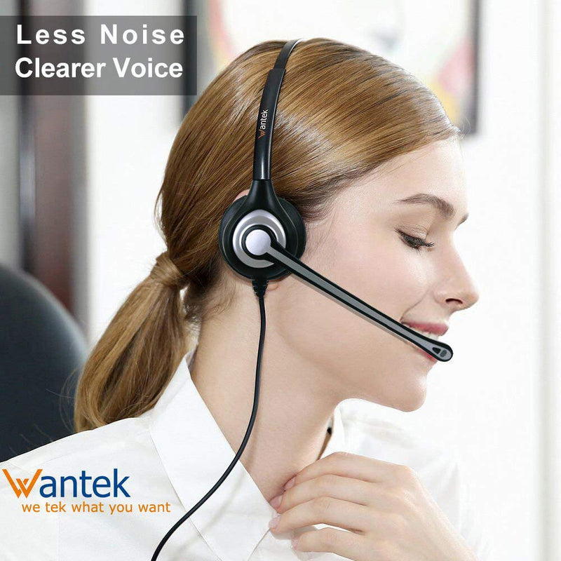 [Australia - AusPower] - Wantek Phone Headset with Microphone Noise Cancelling, RJ9 Telephone Headsets Compatible with Cisco Office Phones 7940 7942 7945 7960 7962 7965 7811 7821 8811 8841 8845 8851 Plantronics M12 M22 Black 