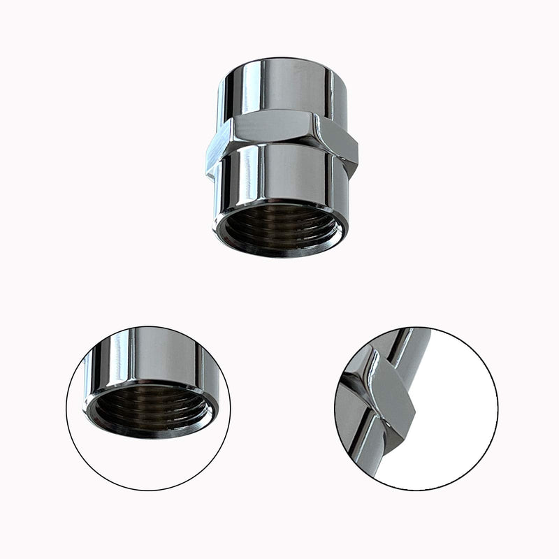 [Australia - AusPower] - Brass Pipe Fitting Coupling 1/2" x 1/2" NPT Female Chrome Finish for Home Plumbing Pipes (Chrome Plated 2 PACK) Chrome Plated 2 PACK 