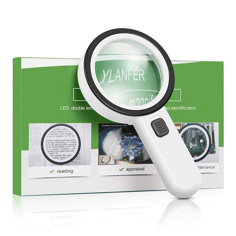 [Australia - AusPower] - Magnifying Glass with Light,30X High Power Jumbo Lighted Magnifiers Lens for Seniors Reading Small Print,Stamps, Map,Inspection, Macular Degeneration 