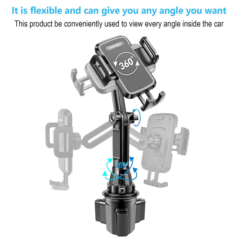 [Australia - AusPower] - Cup Holder Phone Holder, [No Shaking & Height-Adjustable Pole] Car Cup Holder Phone Mount, Cell Phone Cradle for iPhone, Samsung and More Smart Phone(Black) Black 