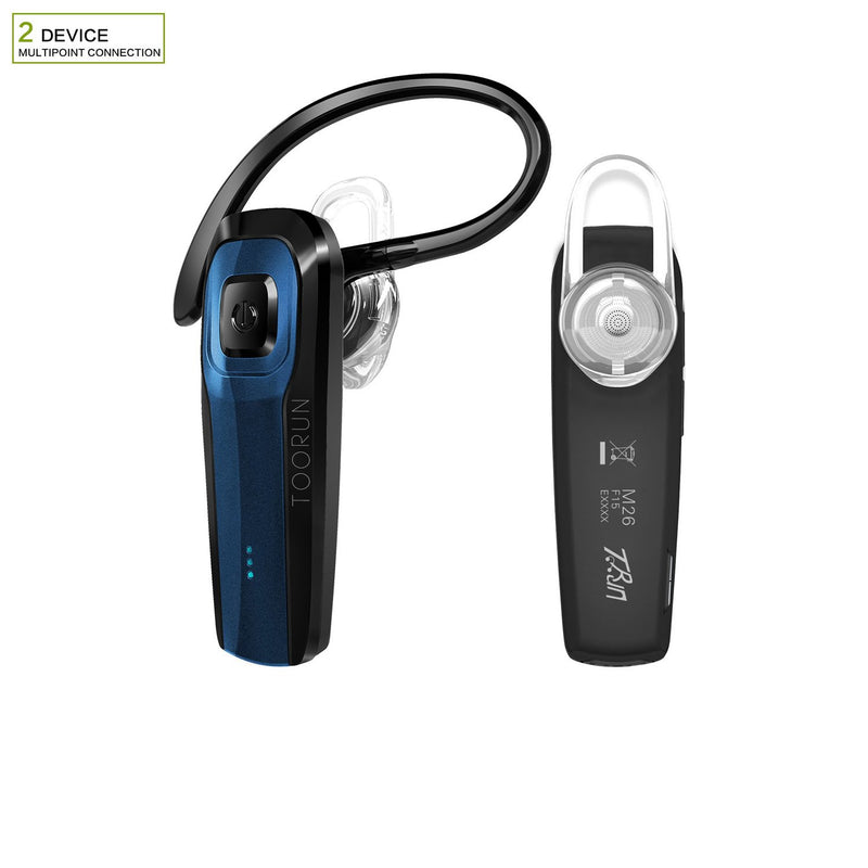 [Australia - AusPower] - TOORUN M26 Bluetooth Headset V5.0 Earpiece with Noise Cancelling-Blue 
