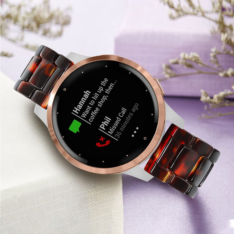 [Australia - AusPower] - TRUMiRR Women Band for Vivoactive 4S 40mm / Venu 2S Smart Watch, 18mm Tortoise Tone Resin Watchband Stainless Steel Buckle Strap for Garmin Vivomove 3S 