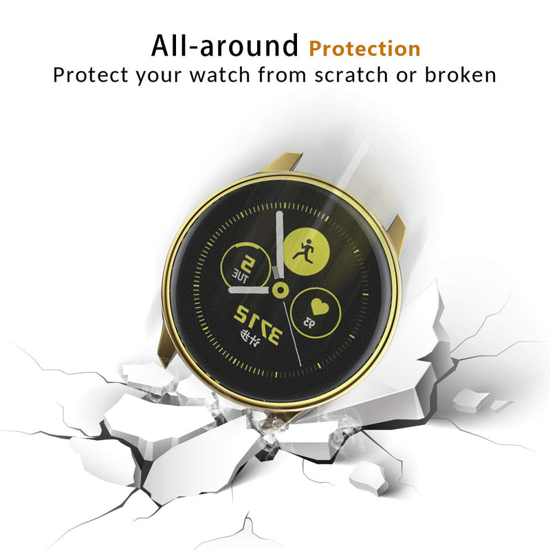 [Australia - AusPower] - Ayigo [2 Pack] Screen Protector Compatible with Samsung Galaxy Watch Active Case, Soft TPU Plated Protective Cover Ultra-Thin Bumper Frame for Galaxy Watch Active 40mm Smartwatch (Gold+Clear/40mm) Gold/40mm+Clear/40mm 
