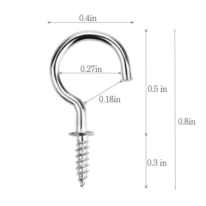 [Australia - AusPower] - Goiio 1/2inch Ceiling Hooks, Nickel Plated Metal Screw-in Cup Hooks Silver, Pack of 120 