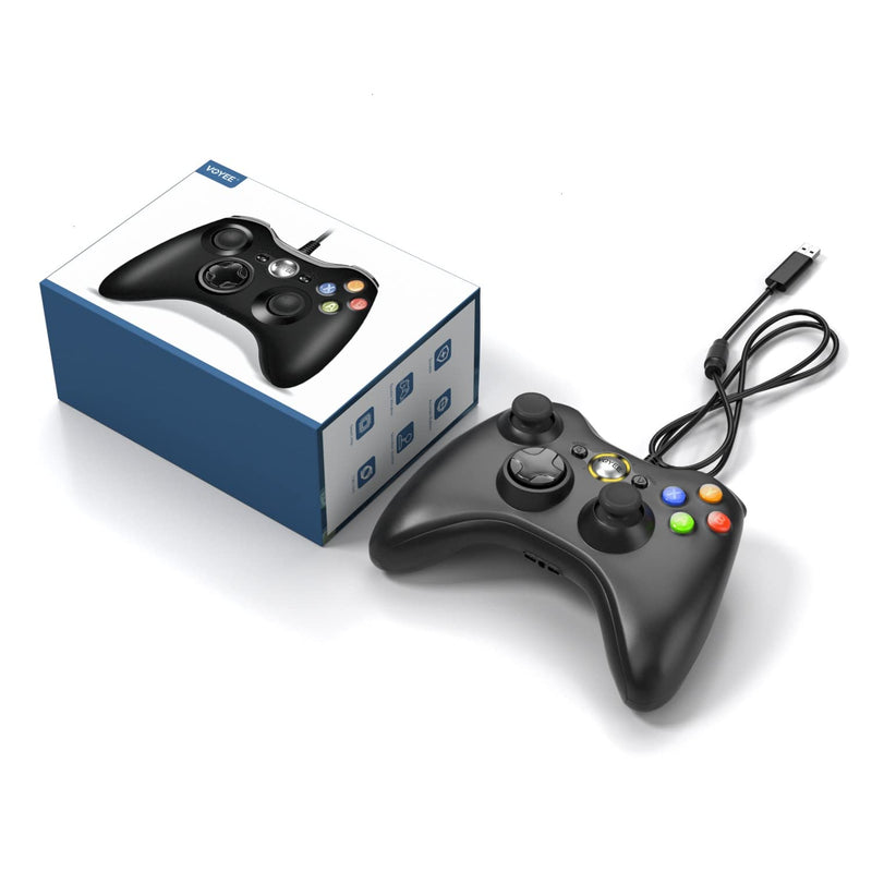 [Australia - AusPower] - VOYEE Xbox 360 Controller, PC Gaming Controller Wired Xbox Controller Compatible with Microsoft Xbox 360 & Slim/PC Windows 10/8/7, Upgraded Joystick, Double Shock | Enhanced (Black) Black 