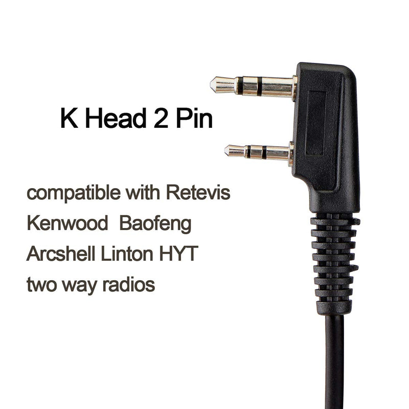 [Australia - AusPower] - Retevis Two Way Radio Headset with Mic PTT 2 Pin Acoustic Tube Earpiece for Baofeng UV-5RA UV-82 Retevis H-777 RT22 Arcshell AR-5 Walkie Talkie (5 Pack) 