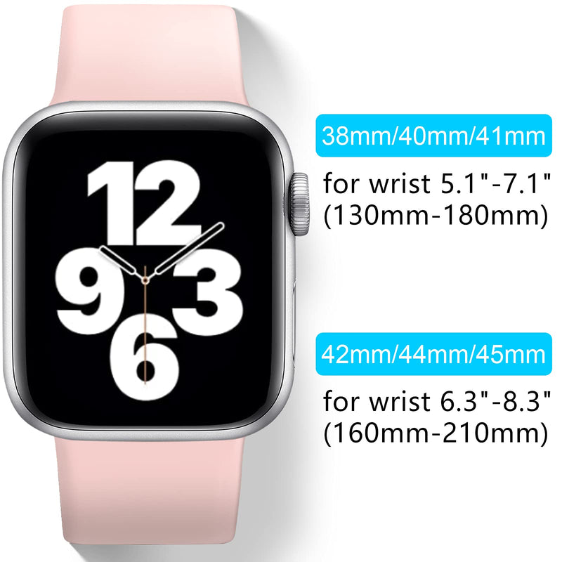 [Australia - AusPower] - [6 Pack] SNBLK Compatible with Apple Watch Bands 45mm 44mm 42mm 41mm 40mm 38mm, Soft Silicone Sport Wristbands Replacement Strap Compatible for iWatch Series 7 6 5 4 3 2 1 SE White/Pink/Gray/Teal/Sky Blue/Yellow 42mm/44mm/45mm 