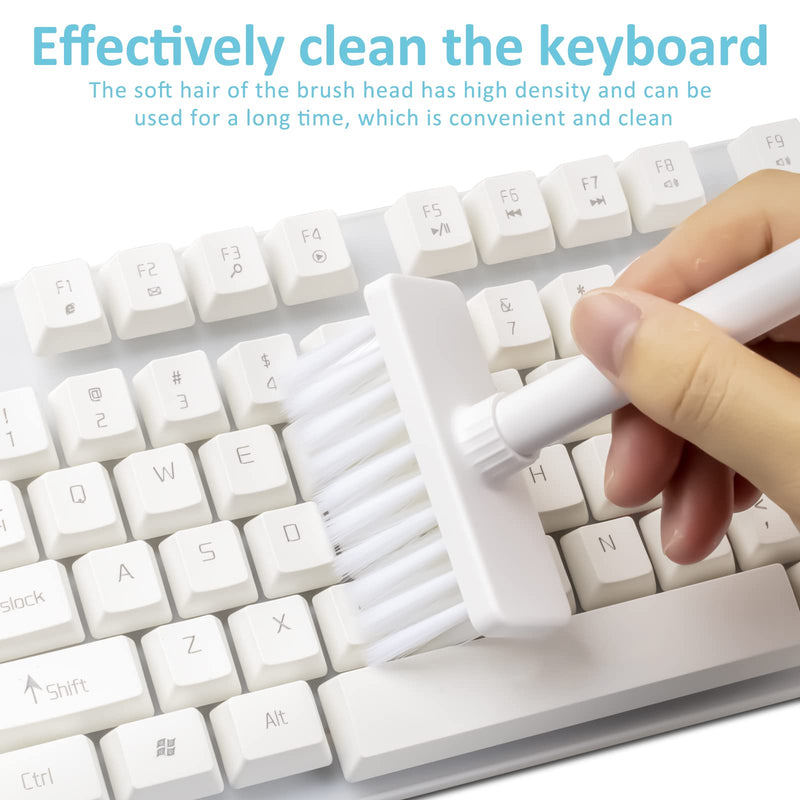 [Australia - AusPower] - 2022 New Cleaner Kit for Keyboard Soft Brush 5 in 1 Multifunction Computer Cleaning Tools Kit with Keycap Puller White 