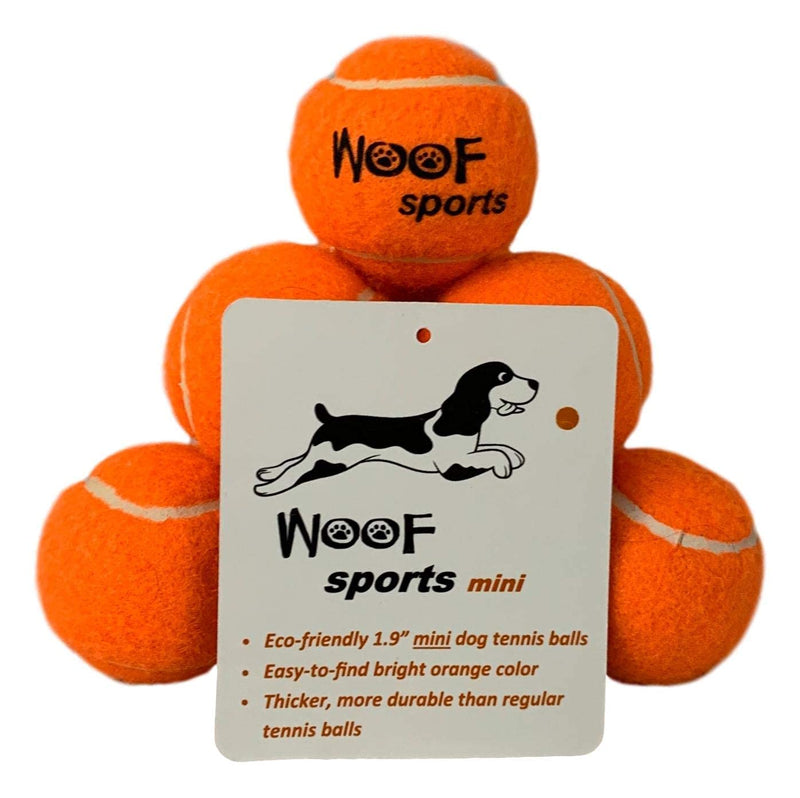 [Australia - AusPower] - small TENNIS BALLS for Dogs by WOOF SPORTS (1.9") - 12 Orange Durable and Easy to Find Mini Tennis Balls for Small Dogs and Puppies. Includes Carrying Bag. 
