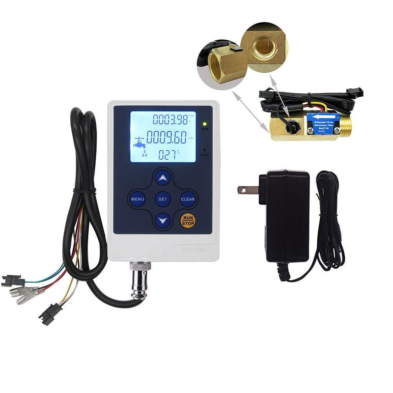 [Australia - AusPower] - DIGITEN Water Flow Control LCD Display+G1/2"Thread Water Flow Hall Sensor Flowmeter with Temperature Sensor 
