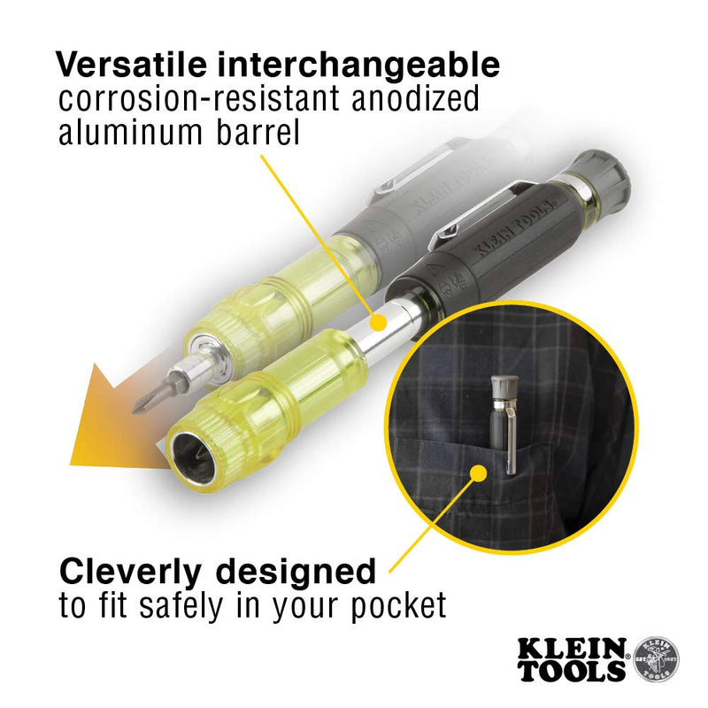 [Australia - AusPower] - Klein Tools 32614 Multi-bit Precision Screwdriver Set, 4-in-1 Electronics Pocket Screwdriver, Professional Phillips and Slotted Bits 4-in-1 Pocket Electronics Screwdriver 