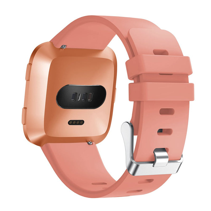 [Australia - AusPower] - Minggo Sport Bands Compatible with Fitbit Versa Smart Watch, Breathable Silicone Adjustable Sports Band Strap Replacement Wristband for Men Women Size Small Large Peach 