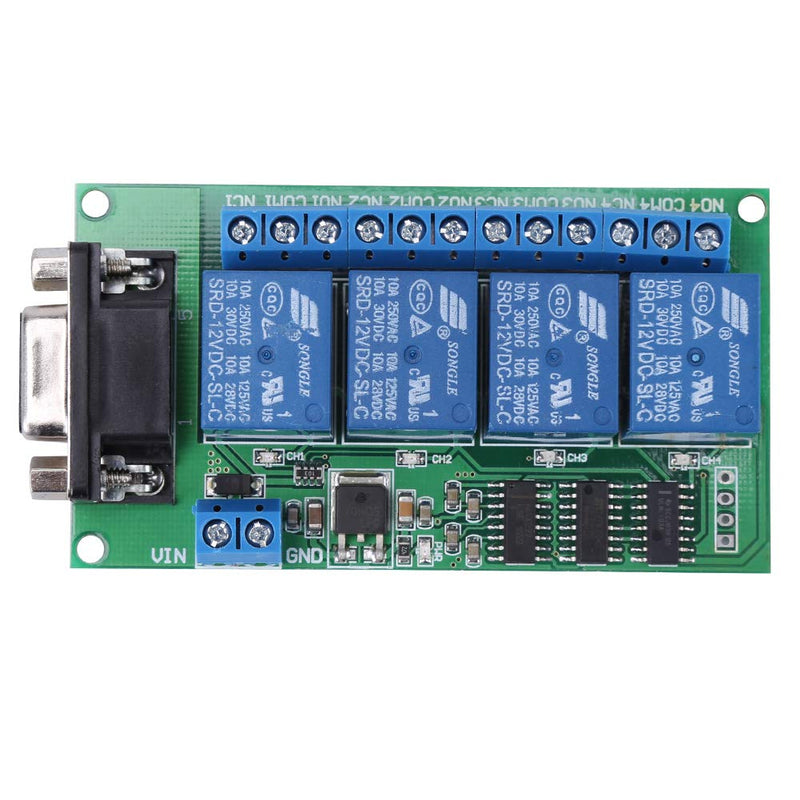 [Australia - AusPower] - DC 12V 4 Channel Relay Board, DB9 RS232 Remote Control UART Serial Port Switch for Car Motor 8.5 x 4.7 x 1.8cm 