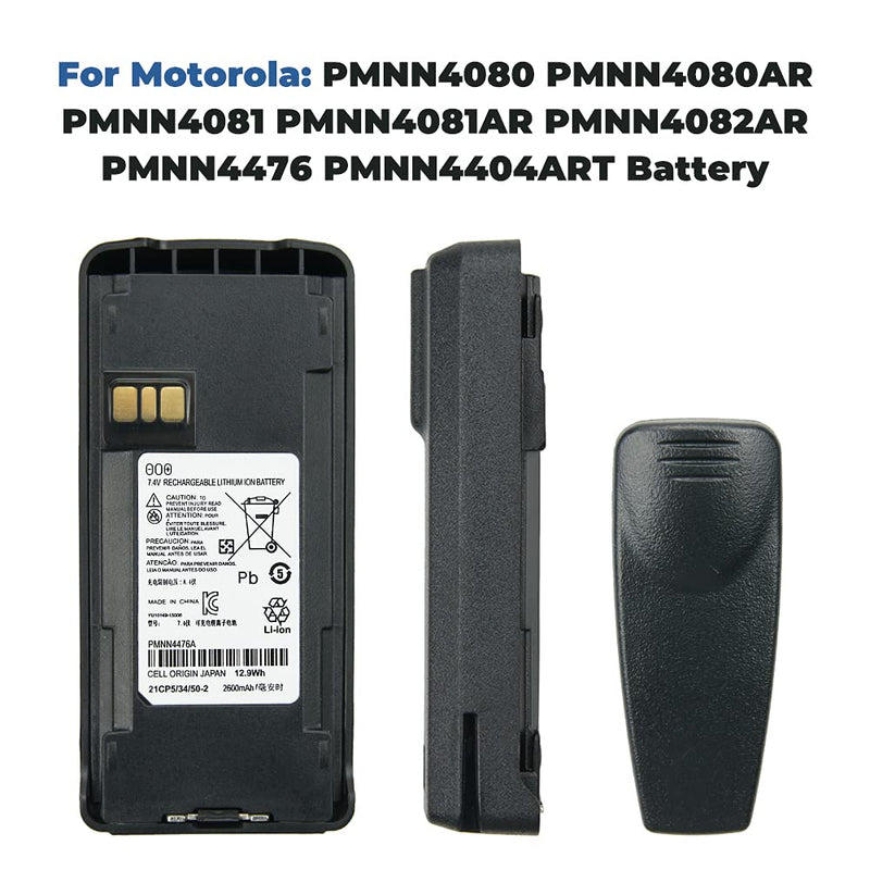 [Australia - AusPower] - PMNN4476A Battery 2600mAh Walkie Talkie Rechargeable Battery for Motorola CP1200 CP1300 CP1600 EP350 CP185 Radio Battery with Belt Clip 