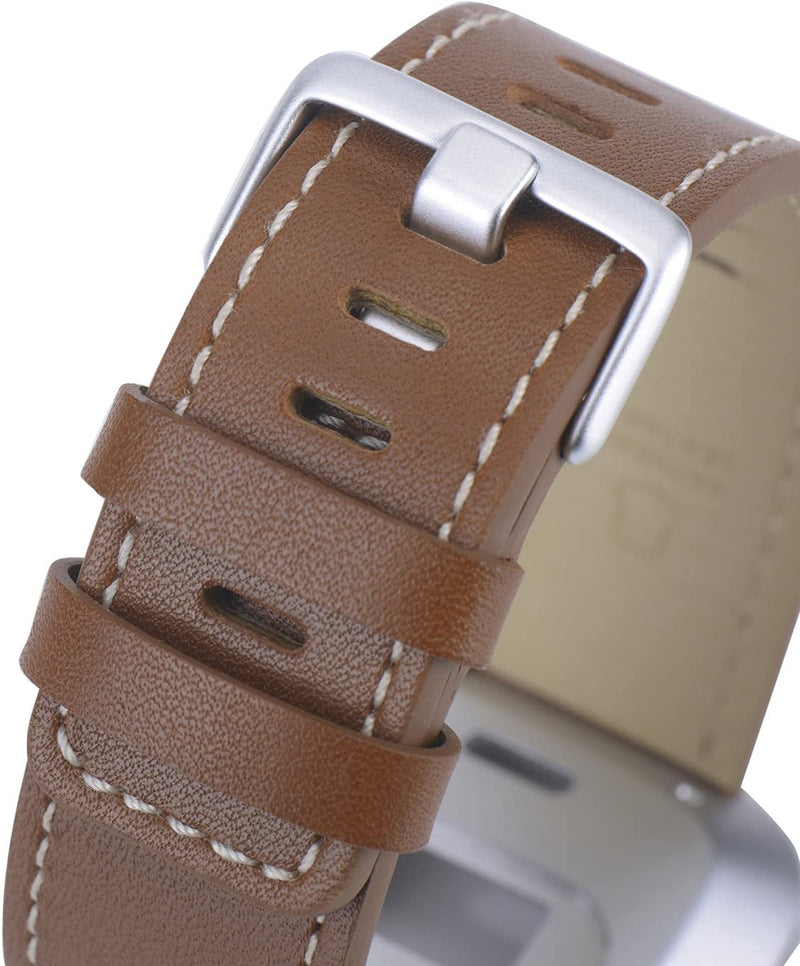 [Australia - AusPower] - JFdragon Top Grain Leather Band Womens Compatible with Fitbit Versa/Versa 2/Versa Lite/Versa SE Fitness Smart Watch Light Brown 