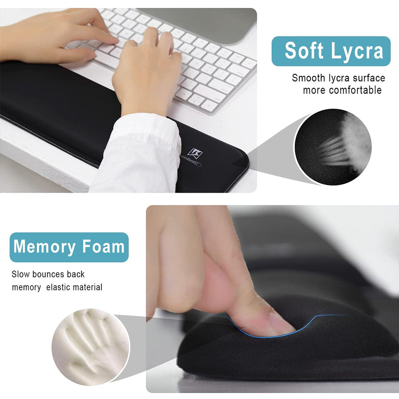 [Australia - AusPower] - Ergonomic Keyboard Wrist Rest Pad and Mouse Pad Hand Support for Laptop Computer Wrist Rest Support Cushion Nonslip Memory Foam Set for Office Gaming Easy Typing & Pain Relief - Black 