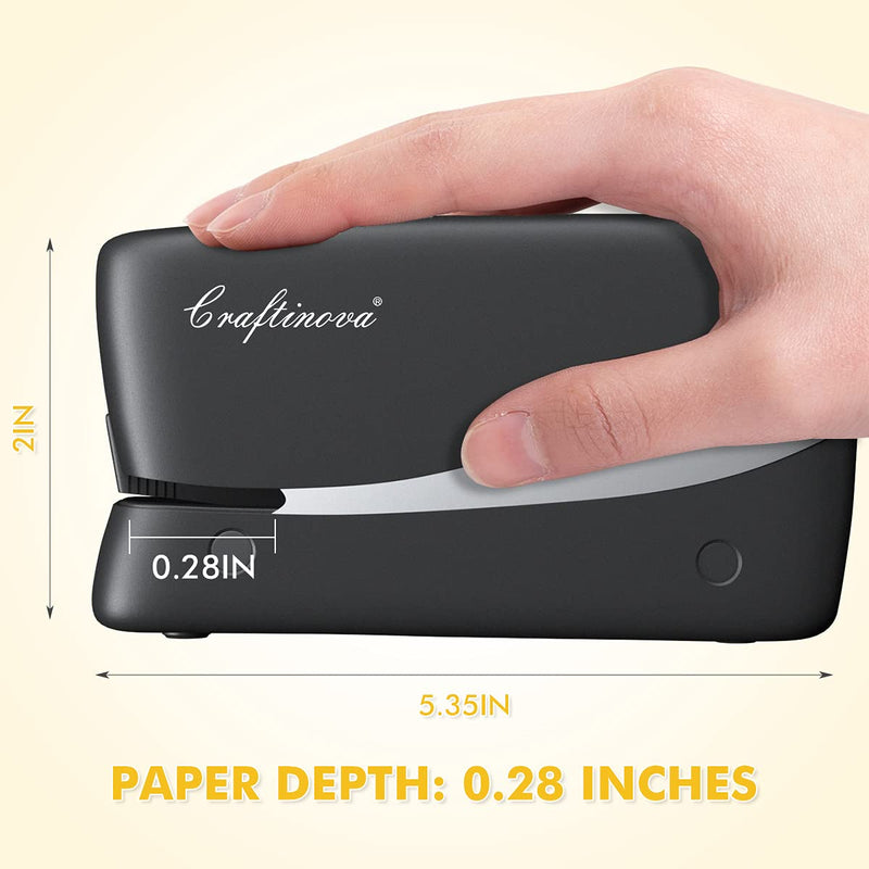 [Australia - AusPower] - Craftinova Electric Stapler, 25 Sheet Capacity,Including 2000 Staples ，Jam Free Stapler，Professional and Home Office Stapler，Battery not Included，AC or Battery Powered.（Black） Black 