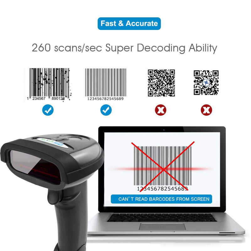[Australia - AusPower] - NETUM Wireless Barcode Scanner, 2 in 1 2.4G Wireless & USB Wired 1D Laser Barcode Reader Handheld Bar Code Reader Cordless Rechargeable Bar Code Scanner for Computer MAC Laptop NT-1698W 