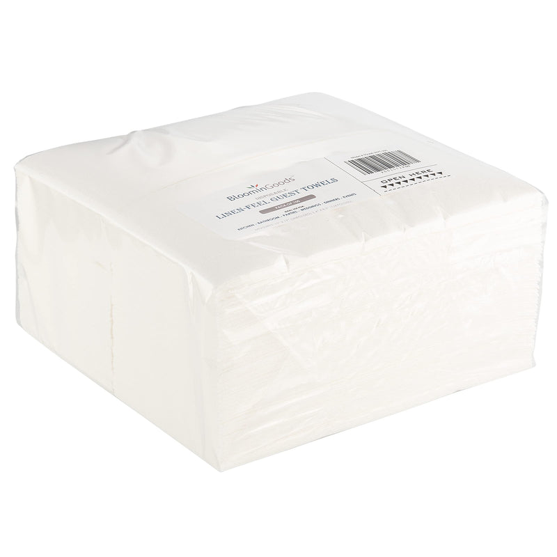 [Australia - AusPower] - BloominGoods Disposable Bathroom Napkins | Linen-Feel Guest Towels | Cloth-Like Hand Tissue Paper, White, 12" x 17" (Pack of 100) 100 Count (Pack of 1) 