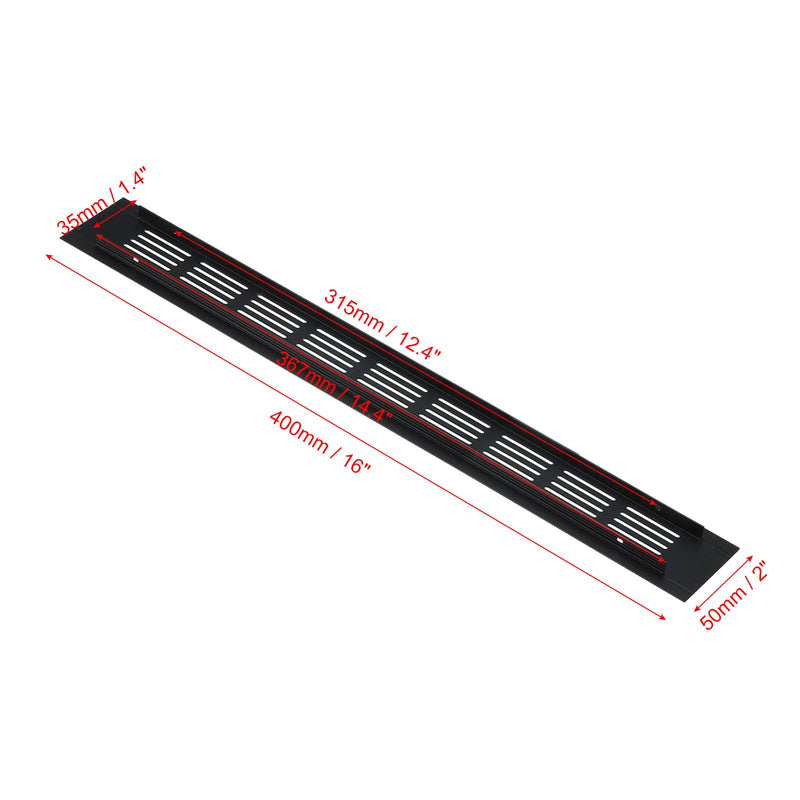 [Australia - AusPower] - PATIKIL 16 x 2 Inch Door Air Vent Cover, 2pcs Aluminum Grille Ventilation Cover Louvered with Mounting Screws for Cabinet Wardrobe Door, Black 
