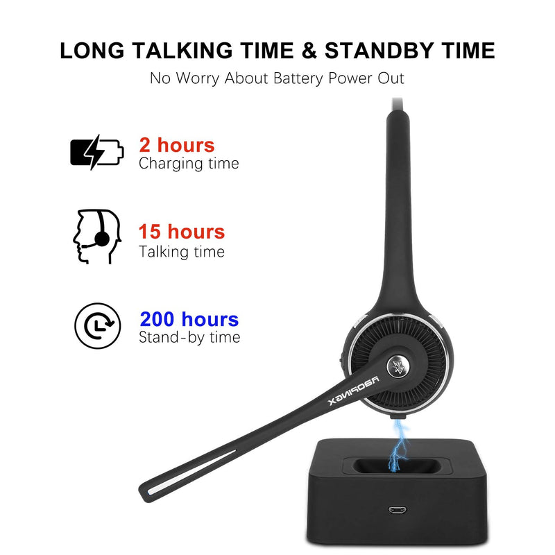[Australia - AusPower] - Trucker Bluetooth Headset Wireless Headset with Microphone Over The Head Headset with Noise Cancelling Sound On Ear Car Earphones Office Earpiece for Cell Phone Skype Call Center Bluetooth V5.0 