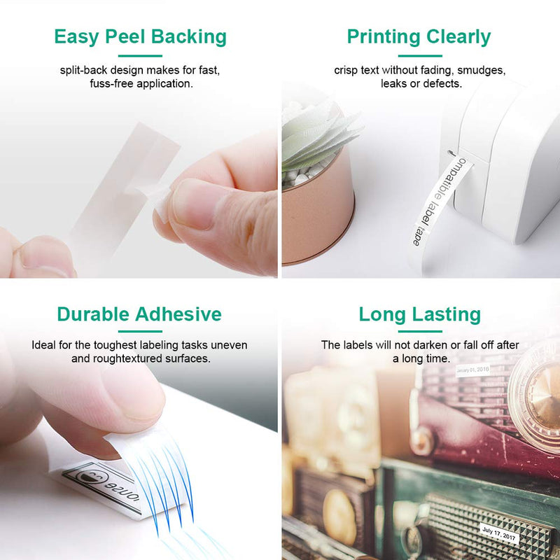 [Australia - AusPower] - Replacement for Brother P-Touch Label Maker Tape TZe 12mm 0.47 Inch Laminated TZ Colored Tape Compatible with Brother P Touch Label Maker PT-D210 PT-H110 PT-1880 PT-D400, 1/2" x 26.2', 5 Pack 
