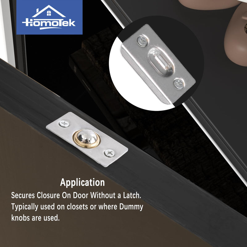 [Australia - AusPower] - HOMOTEK 2 Pack Closet Door Ball Spring Catch Replacement Drive in Ball Catch Adjustable French Door Hardware Door Ball Latch with Strike Plate, Satin Nickel 
