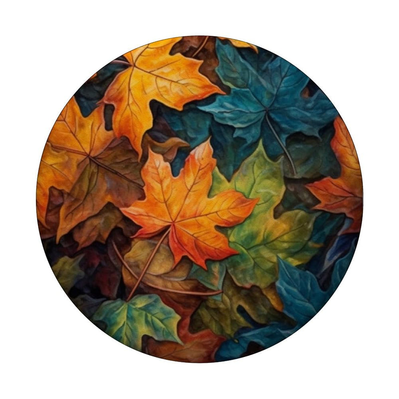 [Australia - AusPower] - Orange Autumn Fallen Maple Leaves Halloween Thanksgiving PopSockets Swappable PopGrip Black 
