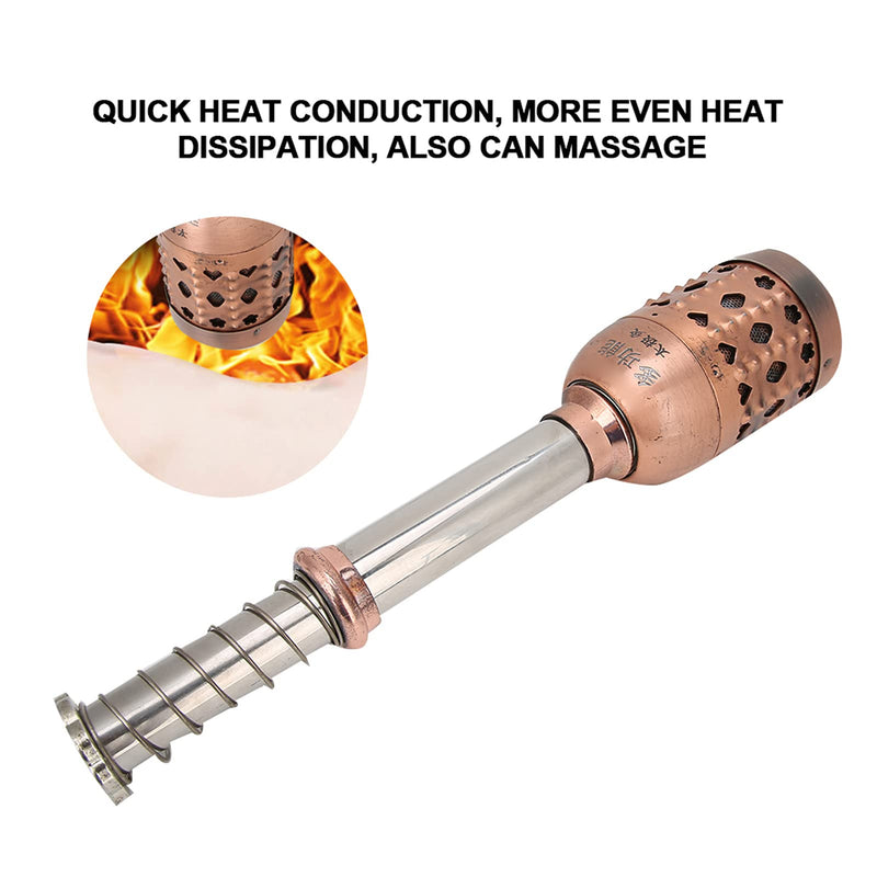 [Australia - AusPower] - Zyyini Moxa Roller, Handheld Copper Moxa Stick with High Thermal Conductivity and High-Density Filter Mesh, for Moxibustion Massage 
