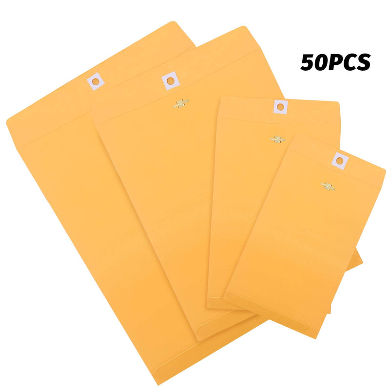 [Australia - AusPower] - 4 Sizes Clasp Envelopes Kraft Paper Catalog Clasp Envelope with Clasp Closure for Filing, Storing or Mailing Documents, 50 Pieces (Yellow,5 x 7 in, 6 x 9 in, 9 x 12 in, 10 x 13 in) 5 x 7 in, 6 x 9 in, 9 x 12 in, 10 x 13 in Yellow 
