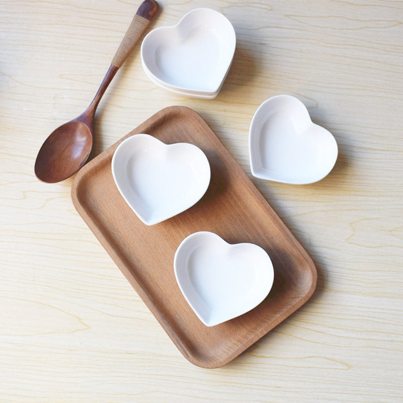 [Australia - AusPower] - Super Cute heart shape Ceramic Sauce Dish,Mini Side Seasoning Dish,Condiment Dishes/Sushi Soy Dipping Bowl,Snack Serving Dishes,Love Porcelain Small Saucer Set(Set of 4) (3.38inch) 3.38inch 