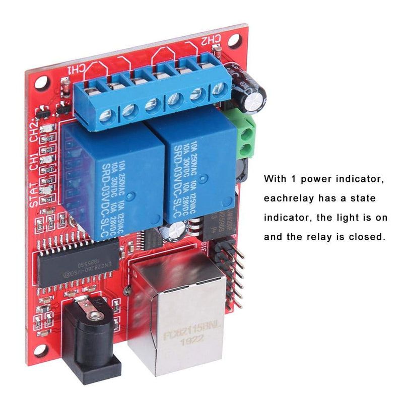 [Australia - AusPower] - LAN Ethernet Controller Module, TCP/UDP Controller Module with 2-Way Relay Board Delay Switch DC(5-24V) for Replacement of Web Server Electronic Kit Circuit Board 