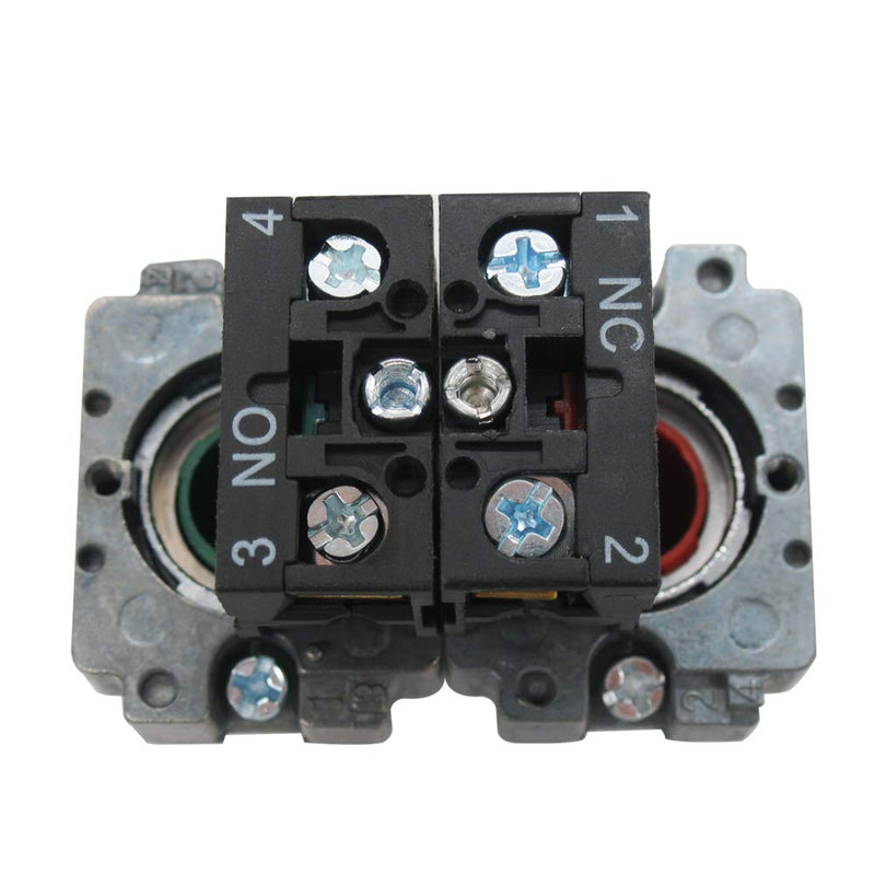 [Australia - AusPower] - mxuteuk 2pcs 22mm Momentary Push Button Switch SPST Red (1 NC) Green (1 NO) 660V 10A,1 Year Warranty HB2-BA-RG 