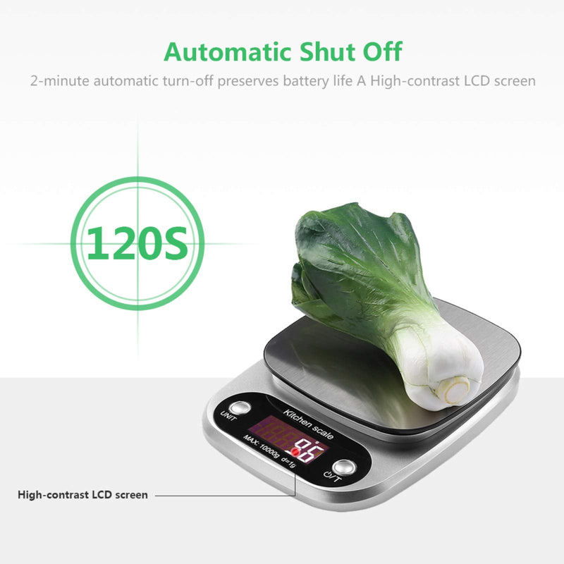 [Australia - AusPower] - Digital Food Scale, 22 lbs/10kg Multifunction Kitchen Scale with Large Back-lit LCD Display and Tare Function for Cooking Baking Diets 