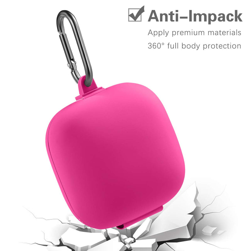[Australia - AusPower] - GEAK Portable Powerbeats Pro Case, 360° Protection Shockproof Soft Silicone Cover with Keychain Compatible for Beats Powerbeats Pro 2019, Rose Pink 