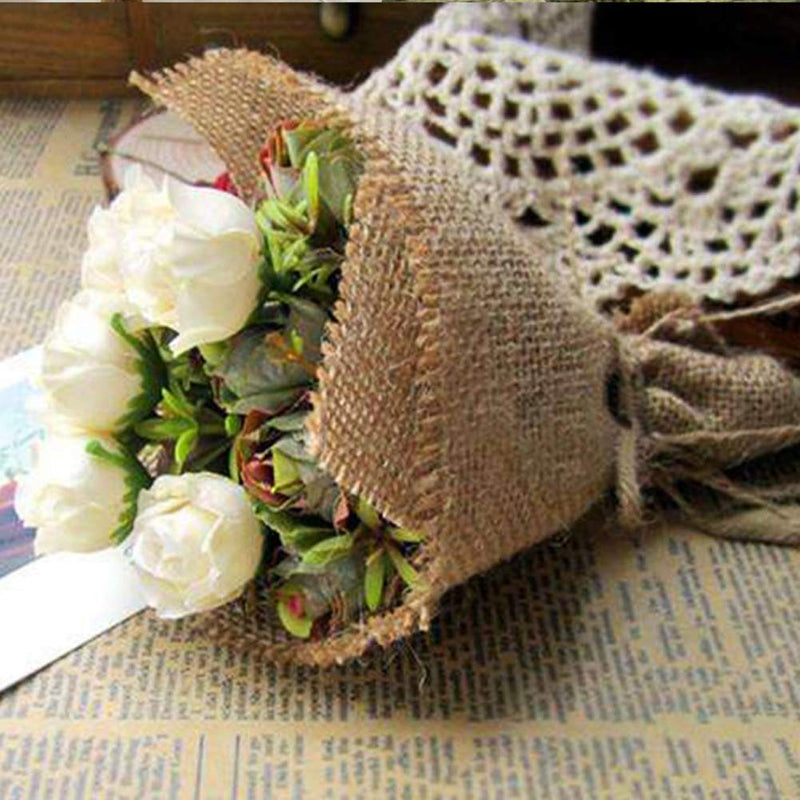 [Australia - AusPower] - 12Pcs Rustic Burlap Linen Doilies Mat Round Placemats Cup Mat Coaster Table Decorations for Wedding Holiday Home Party Dining Table, 6 Iinches 