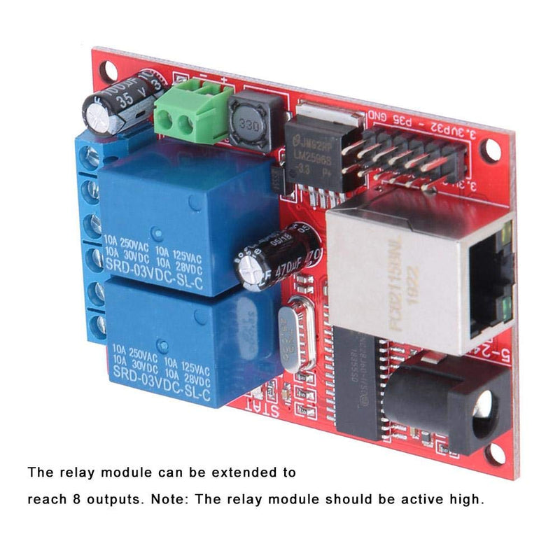 [Australia - AusPower] - LAN Ethernet Controller Module, TCP/UDP Controller Module with 2-Way Relay Board Delay Switch DC(5-24V) for Replacement of Web Server Electronic Kit Circuit Board 