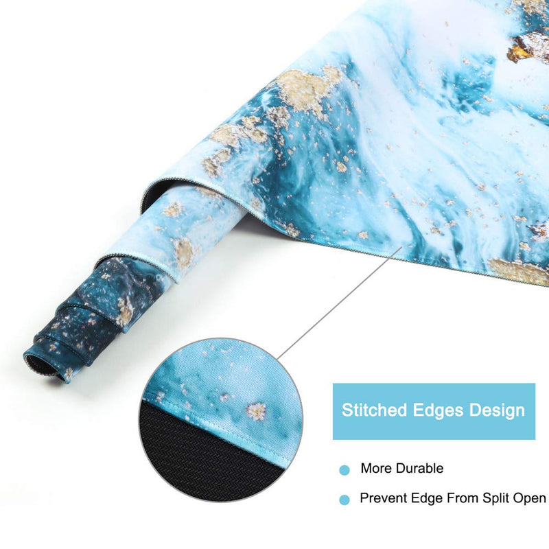[Australia - AusPower] - HAOCOO Extended Mouse Pad Large Gaming Mouse Pad 35.4" ×15.7" Desk Pad Keyboard Pad XXL Desk Mat Big Laptop Protector Computer Accessories Mouse Mat for Work Gaming Office Laptop,Blue Mixed Marble 35.4" × 15.7" Blue Mixed Marble 