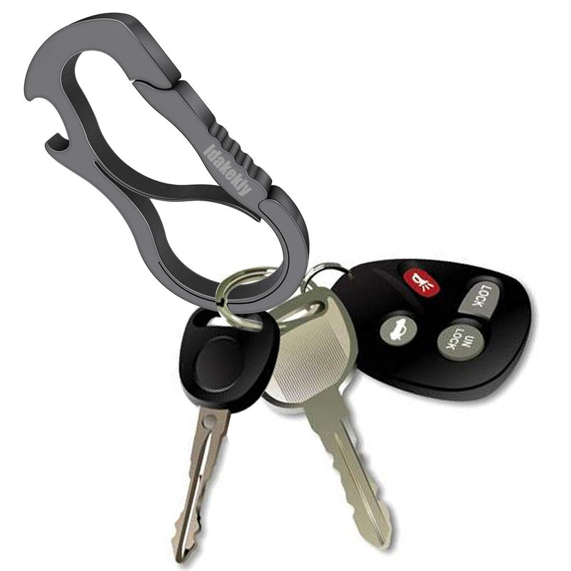 [Australia - AusPower] - Idakekiy Dual Carabiner Keychain Mutil Tool with Bottle Opener for Keys Small Version 2Pcs Black 
