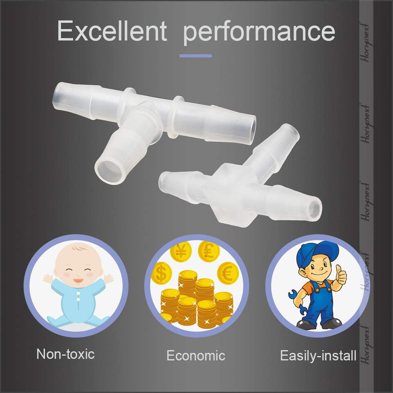 [Australia - AusPower] - Horiznext T shape plastic (pp polypropylene) 3 way barb fitting 1/8" quick connect to air hose, oxygen tubing, water pipe (Pack of 10 pcs) 10pcs, 1/8" O.D. 