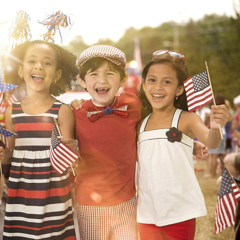 [Australia - AusPower] - 65 Pack Wooden Stick American Flags Hand Held Mini US Flags for American Independence Day (4x6 Inches) 4x6 Inches 