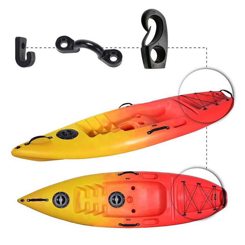 [Australia - AusPower] - Deck Rigging Kit Accessory - 19.7 FT Bungee Cord with Deck Loops Tie Down Pad Eyes and J - Hooks and Bungee Cord Hook Screws & Rivets for Kayaks Canoes Boat 