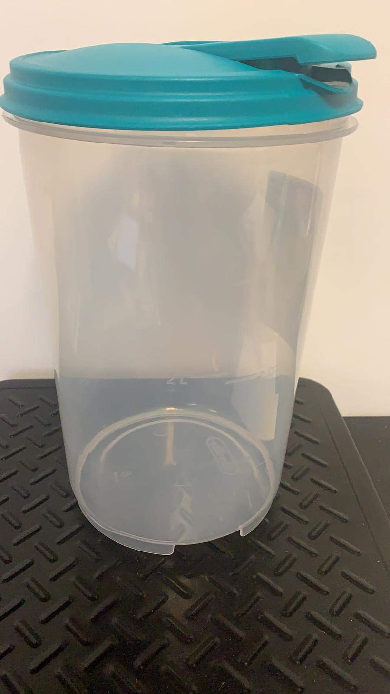 [Australia - AusPower] - Sterilite 0488 One-Gallon Round Pitcher, Clear Base with Blue-Atoll (Teal) Lid and Tab 