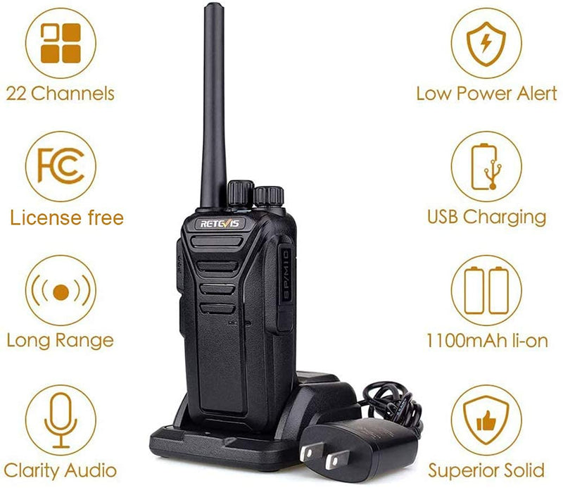 [Australia - AusPower] - Retevis RT27 2 Way Radio Rechargeable,Long Range Two Way Radios,Walkie Talkie for Adults,22 CH Handheld VOX Hands Free USB Charging,Business Warehouse School Outdoor(1 Pack) 