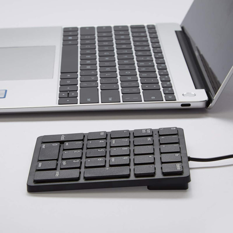 [Australia - AusPower] - Merdia Numeric Keypad Wired Numpad 26 Keys Portable Keypad USB External Mini Slim Keyboard Magicforce for Financial Cashier Securities-Black Black 