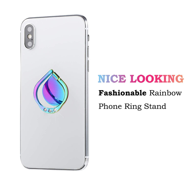 [Australia - AusPower] - lenoup Rainbow Sparkle Cell Phone Ring Stand Holder,Glitter Bling Bling Rainbow Ring Grip Kickstand,360 Rotation Finger Ring for Almost All Phones,Pad 