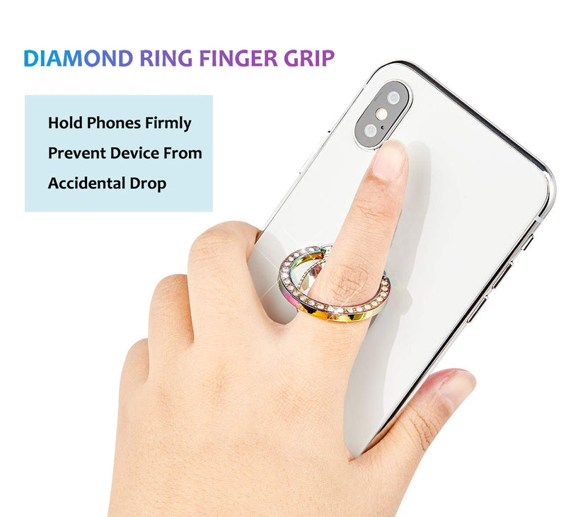 [Australia - AusPower] - lenoup Iridescent Glitter Bling Bling Phone Ring Holder,Sparkle Phone Ring Artificial Diamond Stand,Rhinestone Cell Phone Finger Ring(Rainbow) 